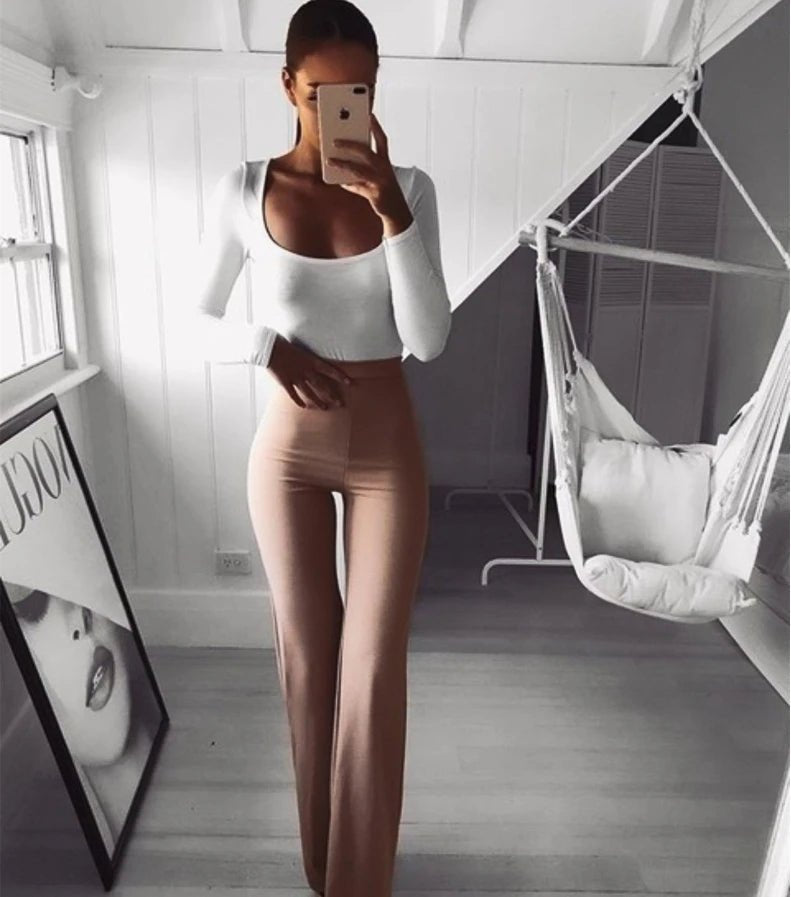 Stretch Flare Trousers Elegant Striped Trousers Trendy Pants - Zeprah