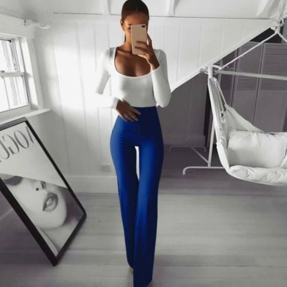 Stretch Flare Trousers Elegant Striped Trousers Trendy Pants - Zeprah