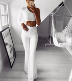 Stretch Flare Trousers Elegant Striped Trousers Trendy Pants - Zeprah