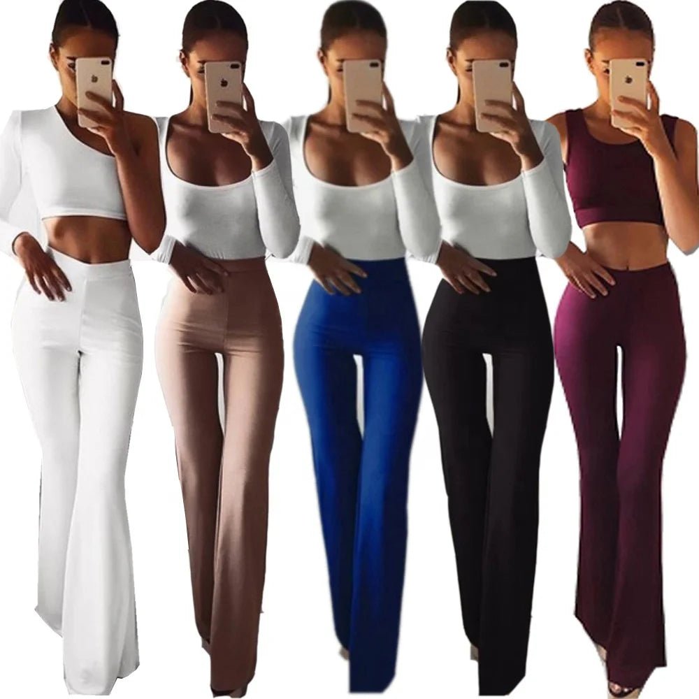 Stretch Flare Trousers Elegant Striped Trousers Trendy Pants - Zeprah