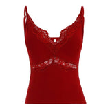 Stretchy Comfort Breathable Eco - Friendly Knit Camisole Top with Lace Trim Solid Color Slim Fit Basic Layering (Copy) - Zeprah