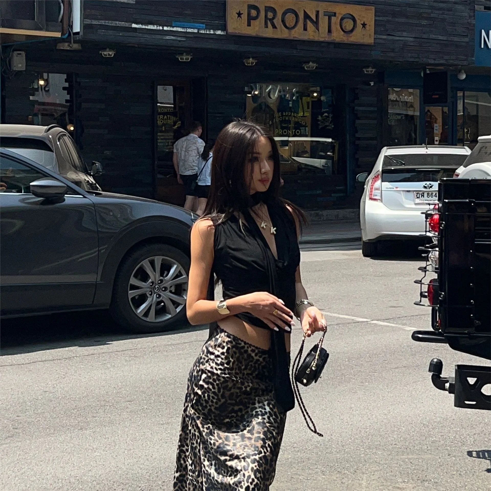 Summer American Spice Girl Sexy Slim - fit Swing Collar Design Sense All - match Strap Vest Women's Sleeveless Top - Zeprah