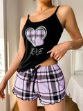 Summer European American Style Women's Sexy Camisole Shorts Thin Pajamas Elastic Waist Printed Two - Piece Quick Dry - Zeprah
