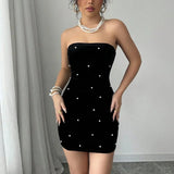 Summer Evening Dress Elegant European American Bodycon Off - Shoulder Slim Short Sleeveless Party Club Dress - Zeprah