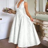 Summer Evening Dress Elegant V - neck Hanging Neck Sleeveless Bareback Waist Party Women's Long Dress - Zeprah