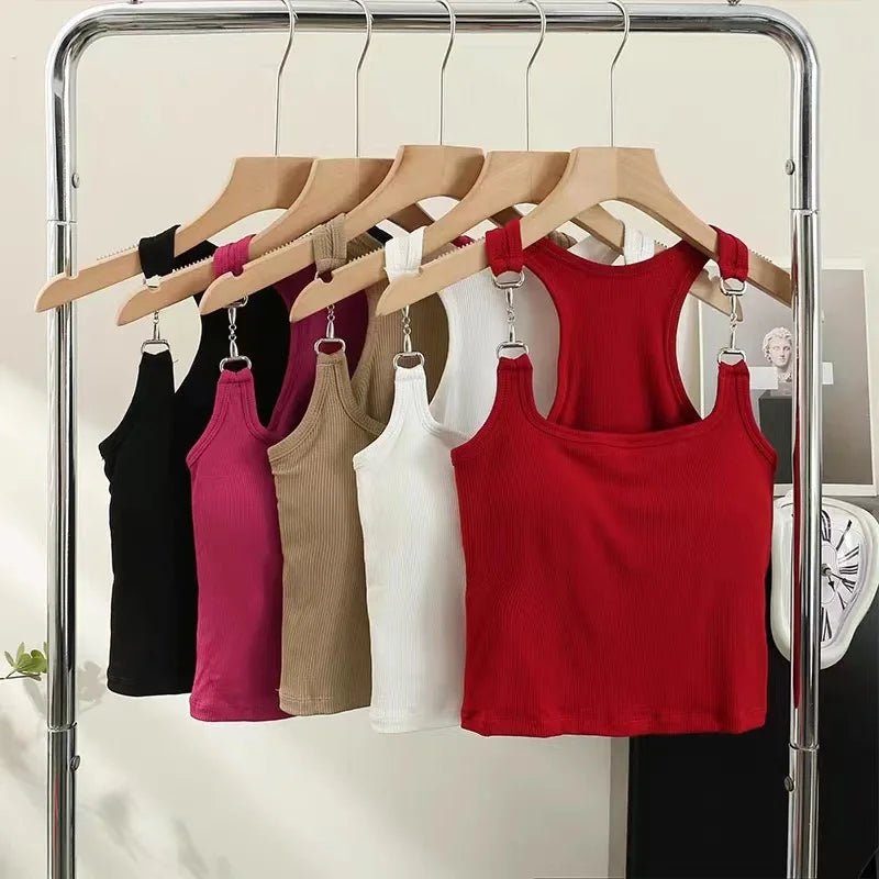 Summer Fancy One - piece Wrapped Chest Beauty Back Basic Simple Sexy Club Camisole Padded tank Crop Top - Zeprah