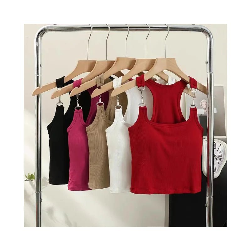 Summer Fancy One - piece Wrapped Chest Beauty Back Basic Simple Sexy Club Camisole Padded tank Crop Top - Zeprah