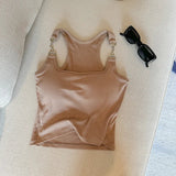 Summer Fancy One - piece Wrapped Chest Beauty Back Basic Simple Sexy Club Camisole Padded tank Crop Top - Zeprah