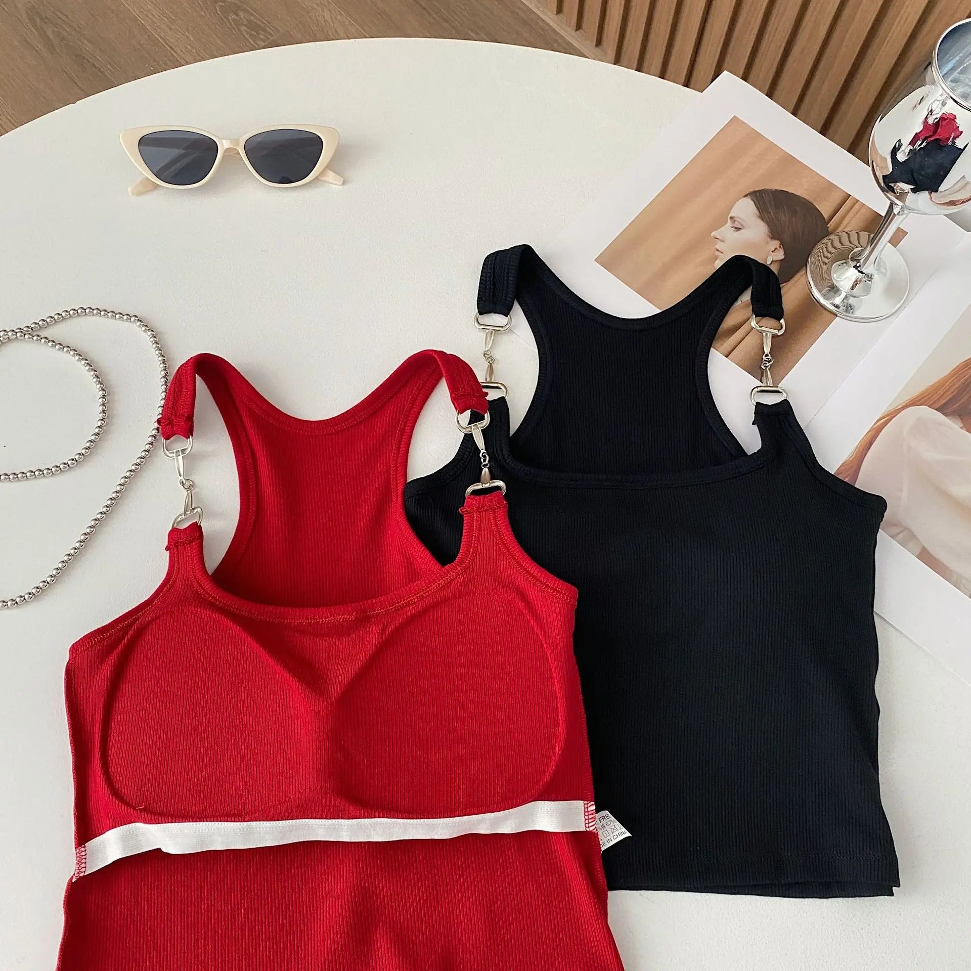 Summer Fancy One - piece Wrapped Chest Beauty Back Basic Simple Sexy Club Camisole Padded tank Crop Top - Zeprah