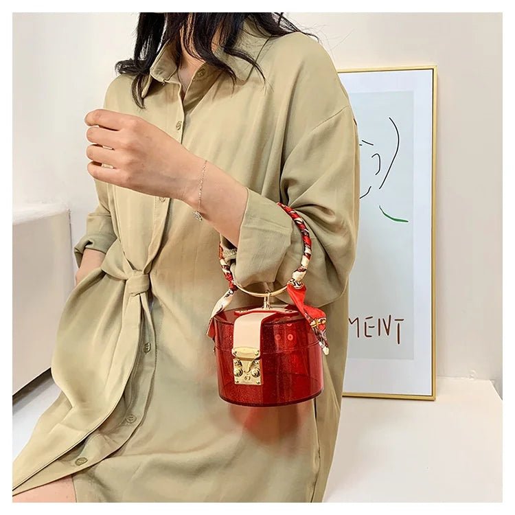 Summer Fashion Transparent Mini Tote Bags Women's Designer Acrylic Handbags with Polyester Lining Jelly Metal Style - Zeprah