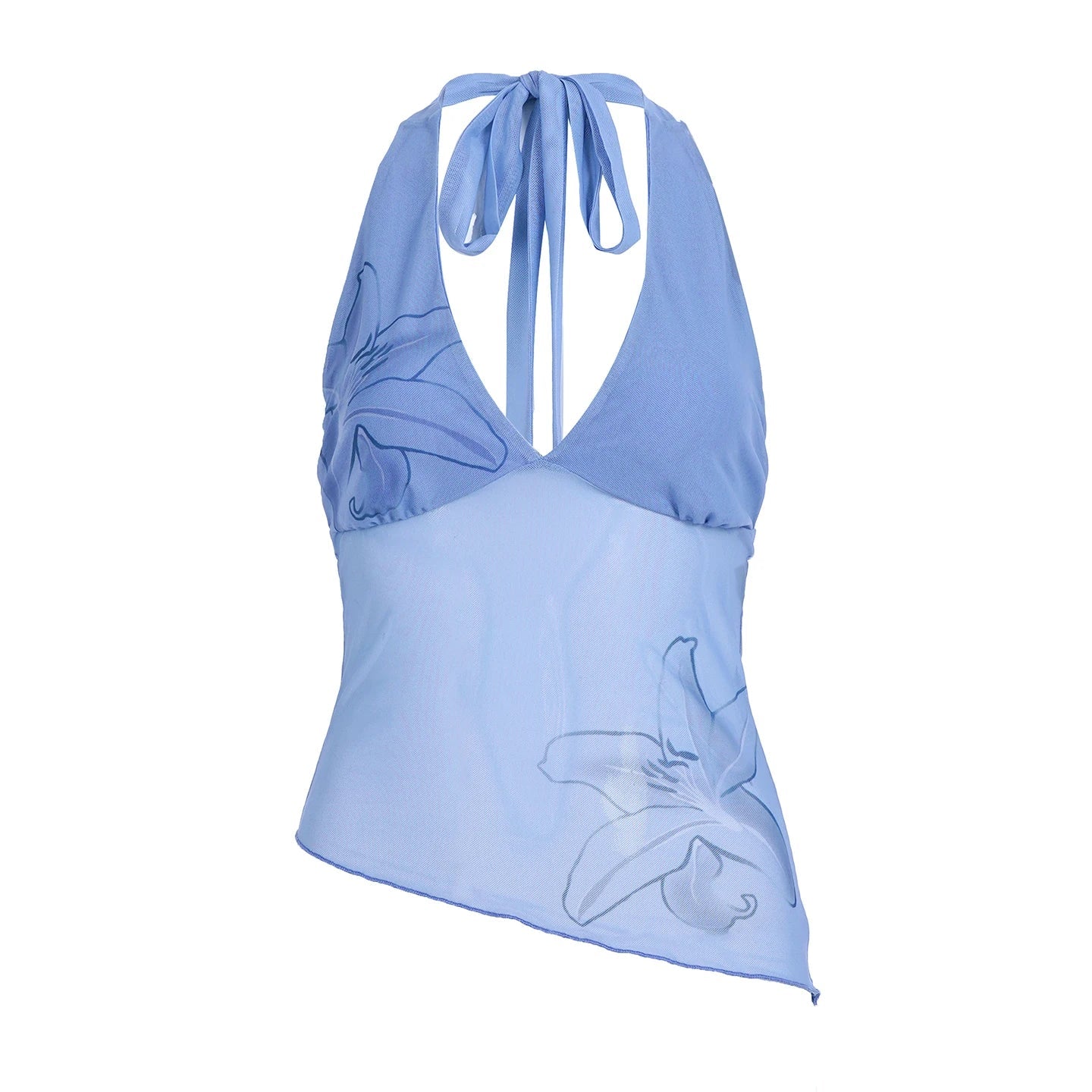 Summer Formal Floral Printed Knitted Tank Top Mesh Quick Drying Breathable V - Neck Short Women's Sexy Top - Zeprah