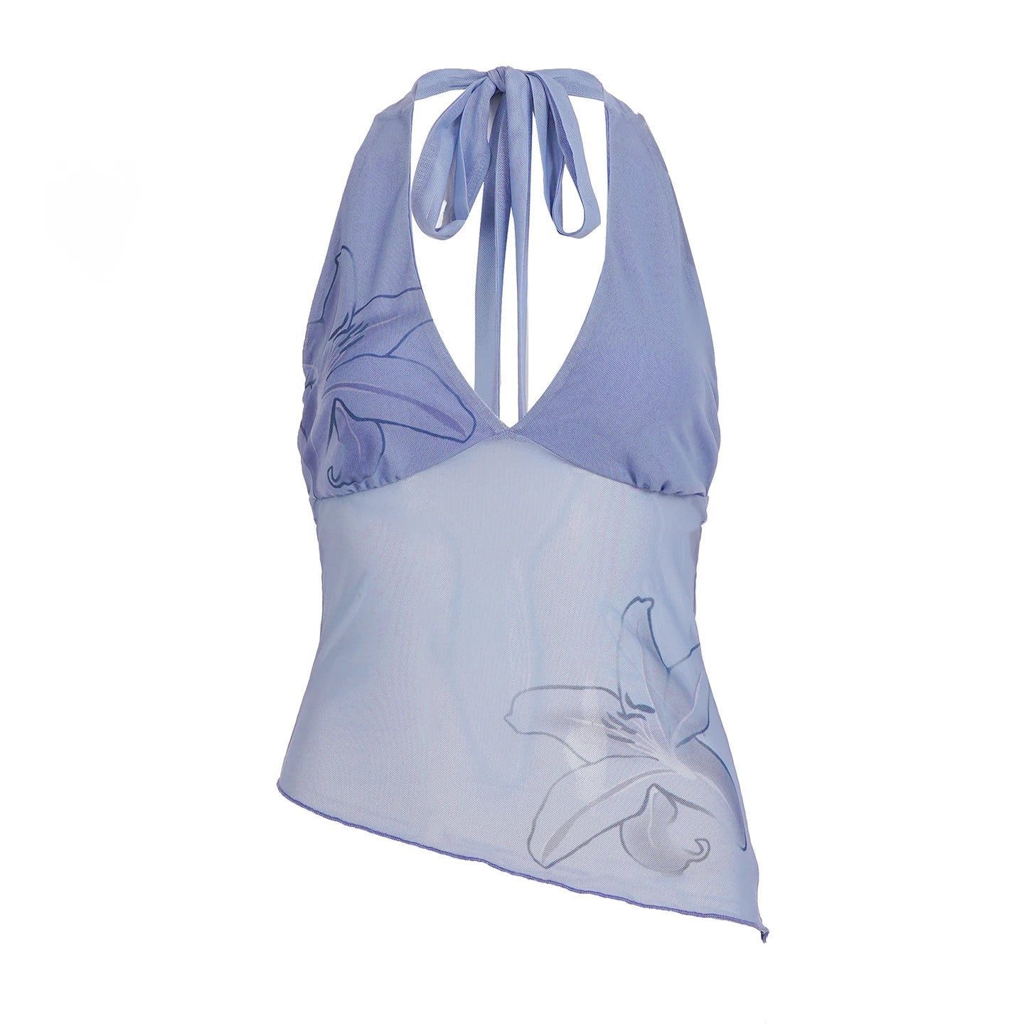 Summer Formal Floral Printed Knitted Tank Top Mesh Quick Drying Breathable V - Neck Short Women's Sexy Top - Zeprah