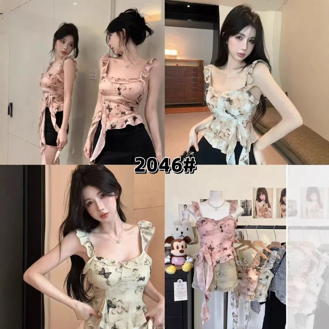 Summer Hot Girl Style Camisole Vest Irregular Workout Built - in Bra Versatile and Sexy Women's Camisole - Zeprah