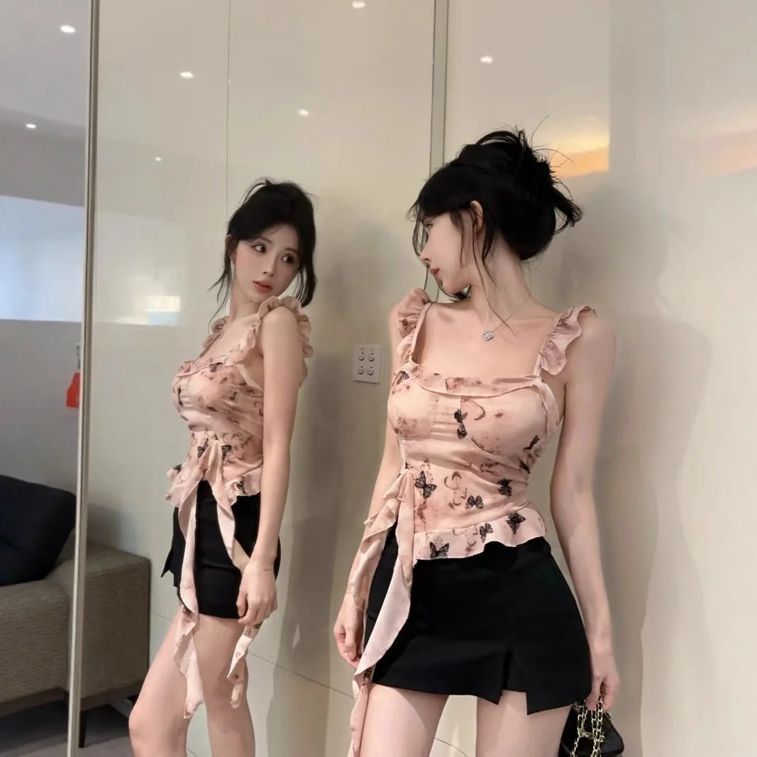 Summer Hot Girl Style Camisole Vest Irregular Workout Built - in Bra Versatile and Sexy Women's Camisole - Zeprah