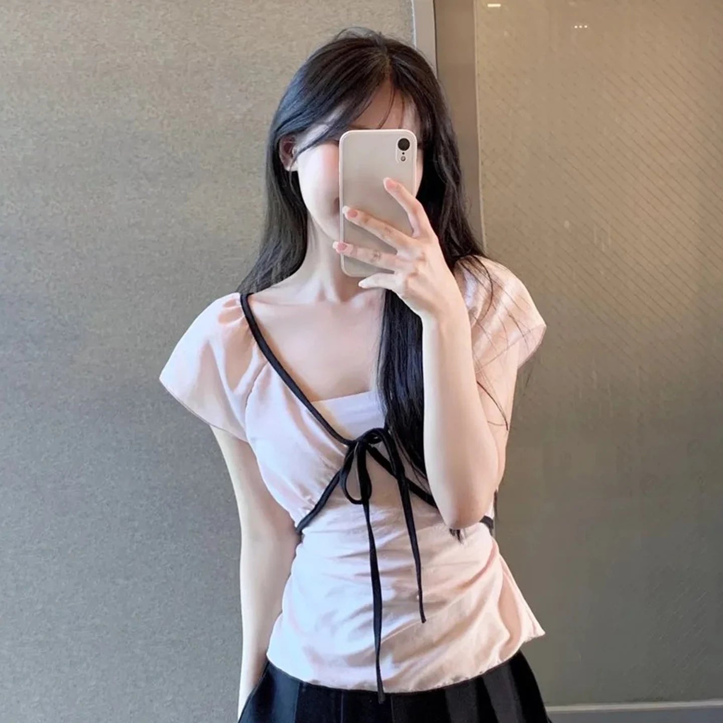 Summer Hot Sale Women's Cute Pink Knitted T-Shirt Soft Sexy V - Neck Casual Top Gentle Style Blouse Anti - Pilling Slim Fit - Zeprah