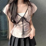 Summer Hot Sale Women's Cute Pink Knitted T-Shirt Soft Sexy V - Neck Casual Top Gentle Style Blouse Anti - Pilling Slim Fit - Zeprah