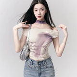 Summer Korean Style Simple Short T-shirt Sweet Cool Style One - Neck Slim - Fit Unique Women's Top - Zeprah