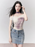 Summer Korean Style Simple Short T-shirt Sweet Cool Style One - Neck Slim - Fit Unique Women's Top - Zeprah