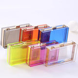 Summer Ladies Transparent Boxed Purse Crossbody Handbag Trendy Women Clear Acrylic Evening Clutch Bag - Zeprah