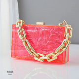 Summer Ladies Transparent Boxed Purse Crossbody Handbag Trendy Women clear Acrylic Evening Clutch Bag - Zeprah