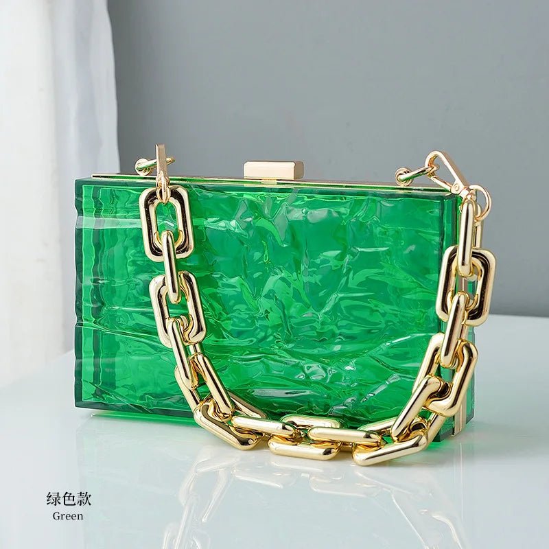 Summer Ladies Transparent Boxed Purse Crossbody Handbag Trendy Women clear Acrylic Evening Clutch Bag - Zeprah