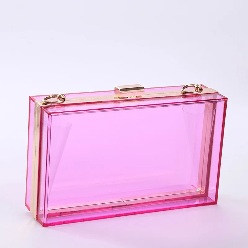 Summer Ladies Transparent Boxed Purse Crossbody Handbag Trendy Women Clear Acrylic Evening Clutch Bag - Zeprah