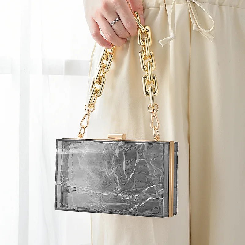 Summer Ladies Transparent Boxed Purse Crossbody Handbag Trendy Women clear Acrylic Evening Clutch Bag - Zeprah