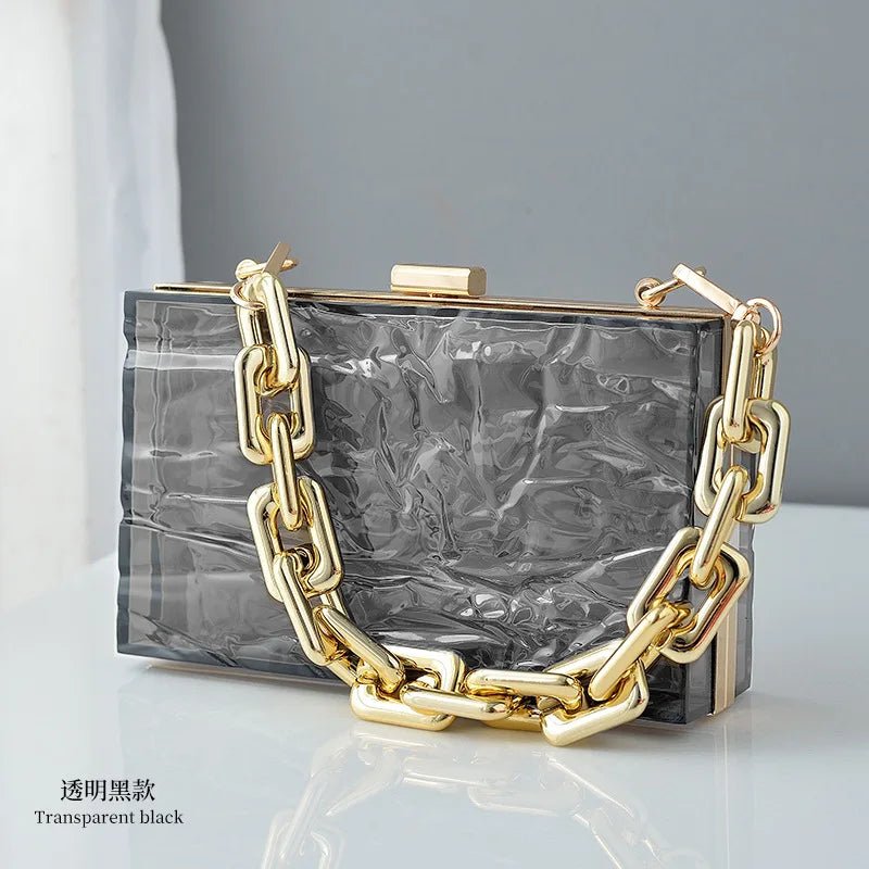 Summer Ladies Transparent Boxed Purse Crossbody Handbag Trendy Women clear Acrylic Evening Clutch Bag - Zeprah
