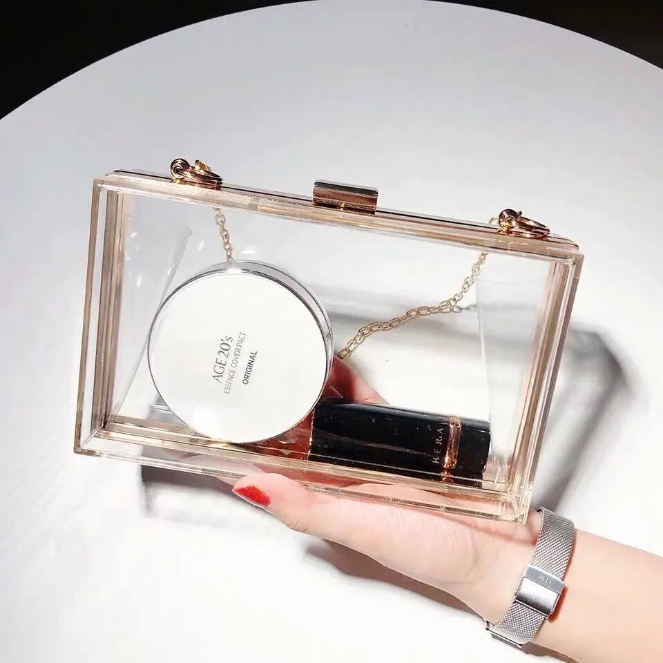 Summer Ladies Transparent Boxed Purse Crossbody Handbag Trendy Women Clear Acrylic Evening Clutch Bag - Zeprah