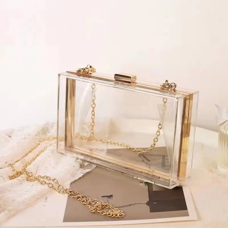 Summer Ladies Transparent Boxed Purse Crossbody Handbag Trendy Women Clear Acrylic Evening Clutch Bag - Zeprah