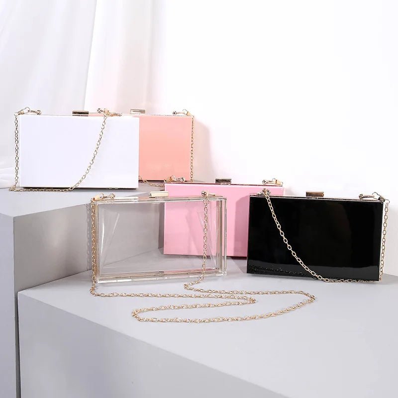 Summer Ladies Transparent Boxed Purse Crossbody Handbag Trendy Women Clear Acrylic Evening Clutch Bag - Zeprah