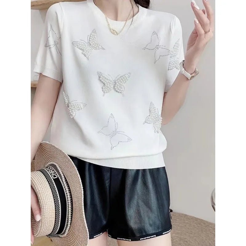 Summer New 2025 Women's Clothing Round Neck Fashionable Women's T-shirts Chic T-shirt - Zeprah