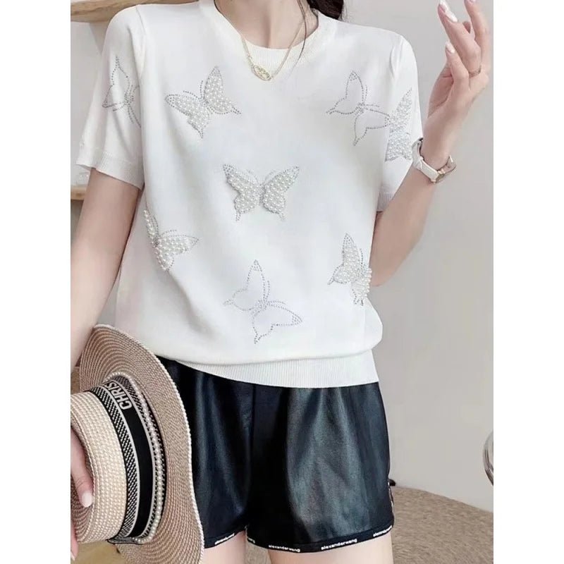 Summer New 2025 Women's Clothing Round Neck Fashionable Women's T-shirts Chic T-shirt - Zeprah