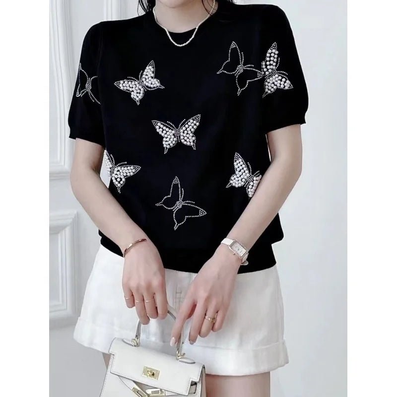 Summer New 2025 Women's Clothing Round Neck Fashionable Women's T-shirts Chic T-shirt - Zeprah