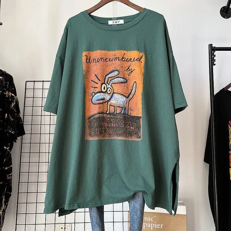 Summer New Design Short - sleeved T-shirt Plus Size Women's Design Versatile T-shirt Contrasting Colors Printed Graphic Tee - Zeprah