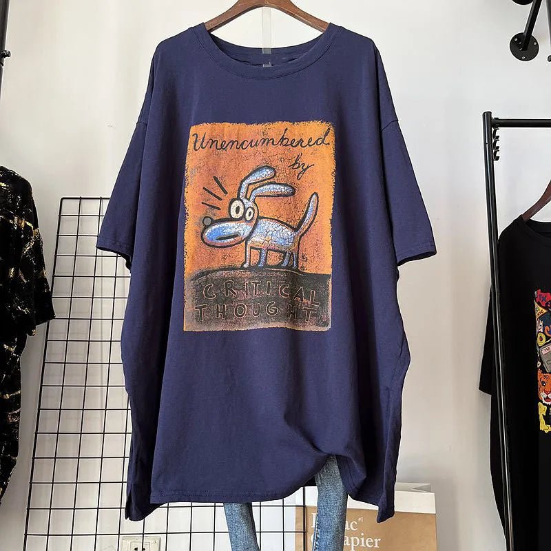 Summer New Design Short - sleeved T-shirt Plus Size Women's Design Versatile T-shirt Contrasting Colors Printed Graphic Tee - Zeprah