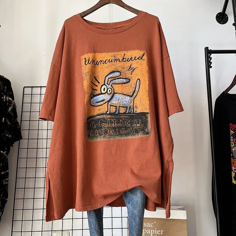 Summer New Design Short - sleeved T-shirt Plus Size Women's Design Versatile T-shirt Contrasting Colors Printed Graphic Tee - Zeprah