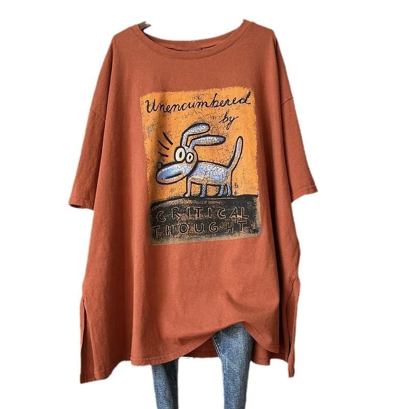 Summer New Design Short - sleeved T-shirt Plus Size Women's Design Versatile T-shirt Contrasting Colors Printed Graphic Tee - Zeprah