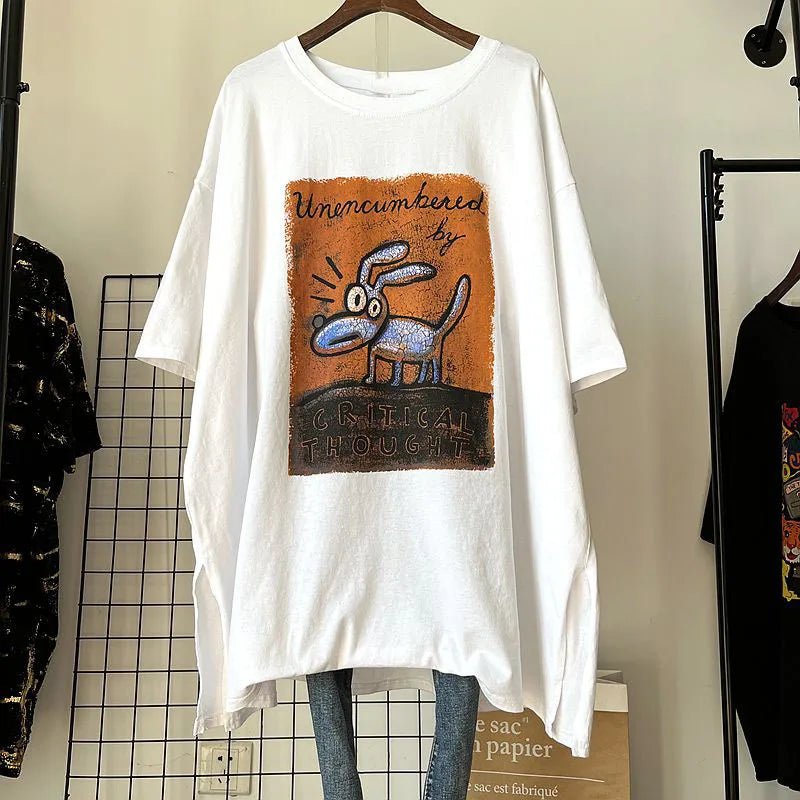 Summer New Design Short - sleeved T-shirt Plus Size Women's Design Versatile T-shirt Contrasting Colors Printed Graphic Tee - Zeprah