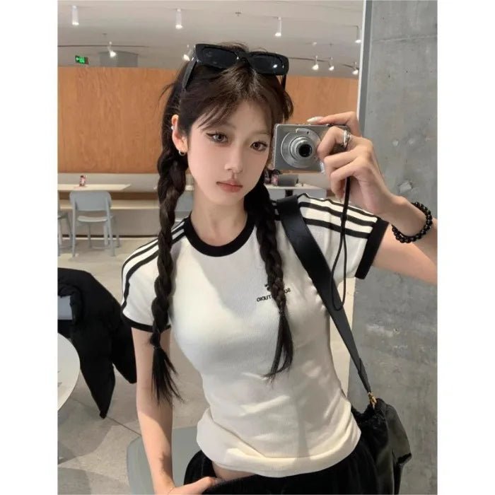 Summer New Distinctive Short - sleeved T-shirt Women's Top Slim - fit Slimming Printed Letter Short - sleeved Top Women's Trendy - Zeprah