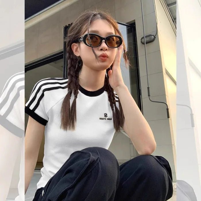 Summer New Distinctive Short - sleeved T-shirt Women's Top Slim - fit Slimming Printed Letter Short - sleeved Top Women's Trendy - Zeprah