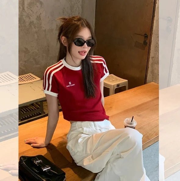 Summer New Distinctive Short - sleeved T-shirt Women's Top Slim - fit Slimming Printed Letter Short - sleeved Top Women's Trendy - Zeprah