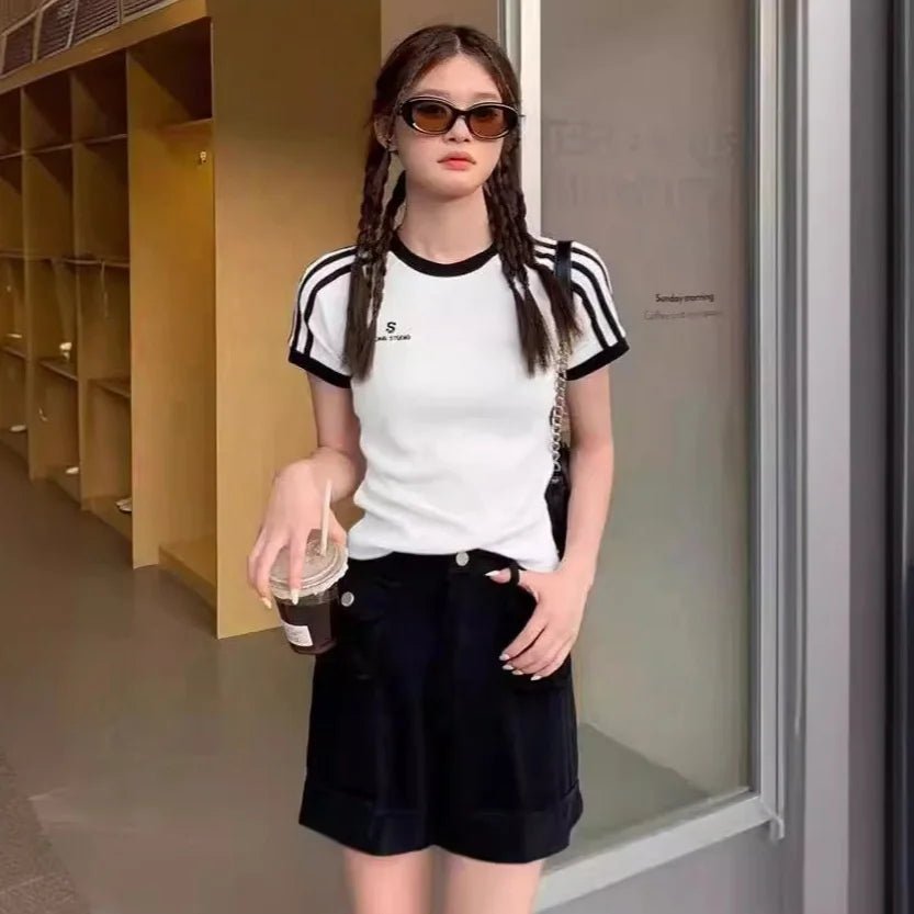 Summer New Distinctive Short - sleeved T-shirt Women's Top Slim - fit Slimming Printed Letter Short - sleeved Top Women's Trendy - Zeprah