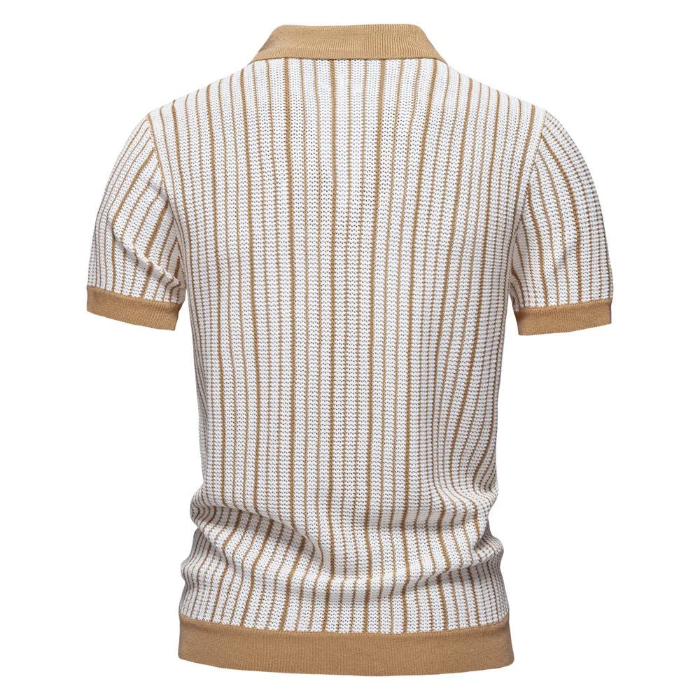 Summer New European and American Men's Short - sleeved Twill Yarn Dyed Striped Fashion Casual for Shirt - Zeprah