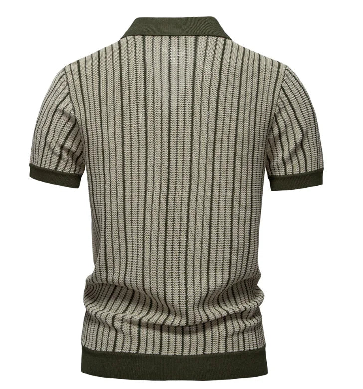 Summer New European and American Men's Short - sleeved Twill Yarn Dyed Striped Fashion Casual for Shirt - Zeprah