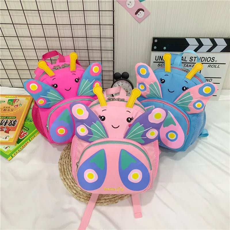 Summer New Fresh Cartoon Butterfly Design Colorful Oxford Material Anti - Lost Children's Backpack Bag - Zeprah