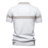 Summer New Lapel POLO Shirt Fashion Striped Men's Business Short Sleeve Top - Zeprah