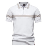 Summer New Lapel POLO Shirt Fashion Striped Men's Business Short Sleeve Top - Zeprah