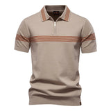 Summer New Lapel POLO Shirt Fashion Striped Men's Business Short Sleeve Top - Zeprah
