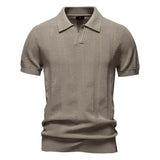 Summer New Men's Jersey Yarn Dyed Solid Hollow Short Sleeve Casual for Shirt - Zeprah